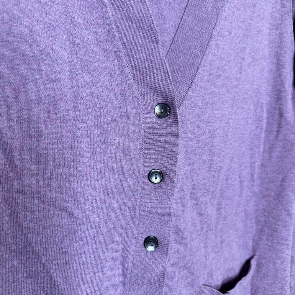 Eddie Bauer Womens Purple Cotton Cashmere V-Neck Button Cardigan Sweater Large - Picture 7 of 8